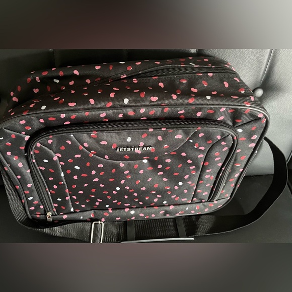 Handbags - Like new-JETSTREAM Black Crossbody Bag with Pink & White Dot Print